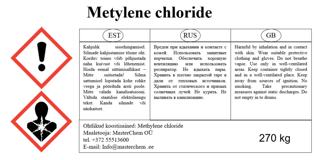 Methylene chloride (CAS 75092) Chemistry For Industry Solvents